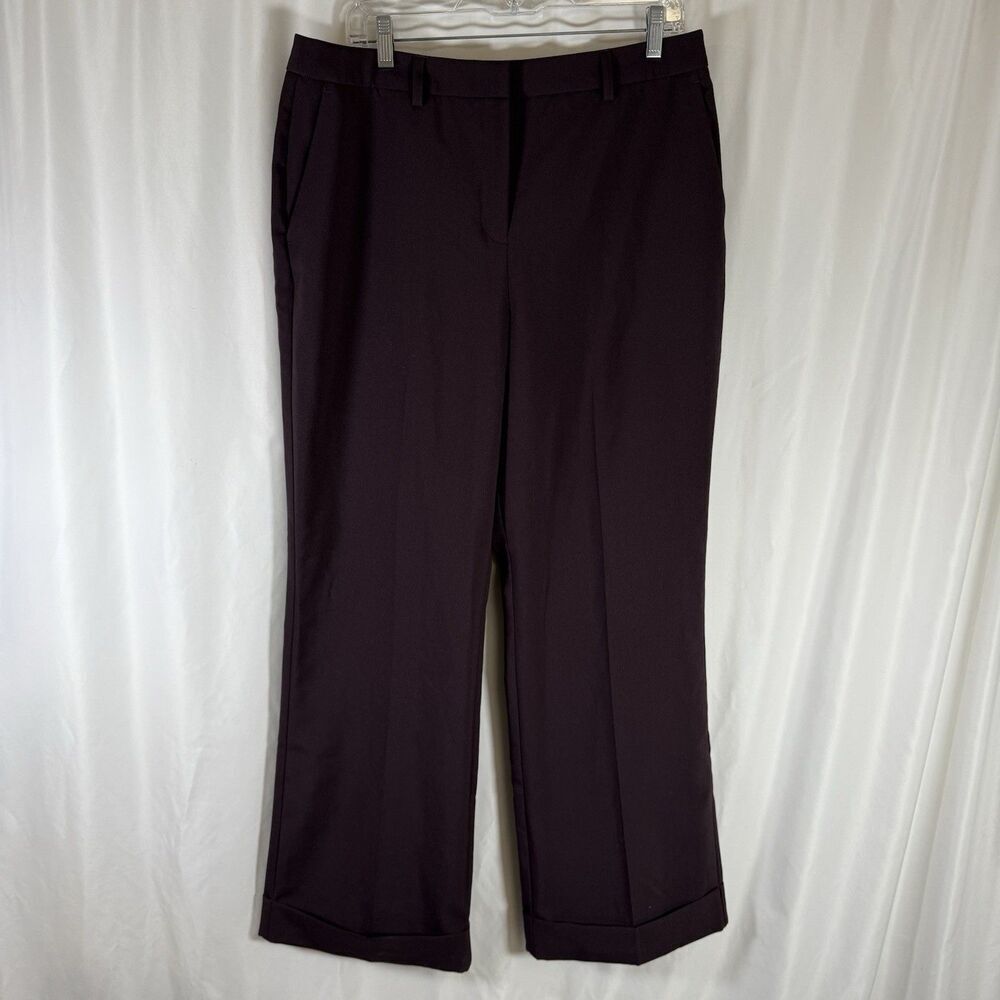 NWOT New York Company City Stretch Pants Women's 14 Purple Flat Front High Rise